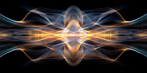 Obraz premium A mesmerizing futuristic AI-driven high-speed quantum computing cluster, displaying glowing cybernetic real-time superposition processing pathways, pulsating holographic parallel computation grids,