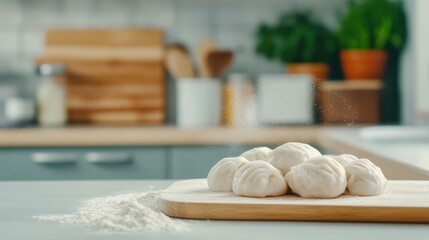 Creative culinary process: dumplings in a modern kitchen setting