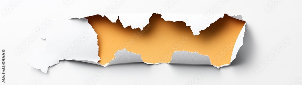 Poster torn paper with orange background and space for text or images