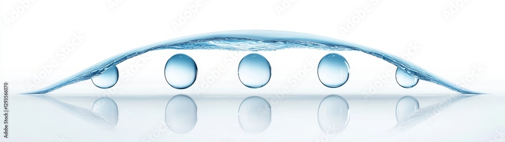 Poster clear water droplets on a smooth surface with reflection effect