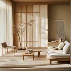 Modern Interior Design Features Wooden Furniture and Natural Elements