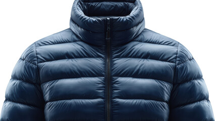 Warm navy blue puffer jacket designed for outdoor activities during winter seasons