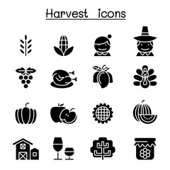 Harvest & Thanksgiving icon set in thin line style