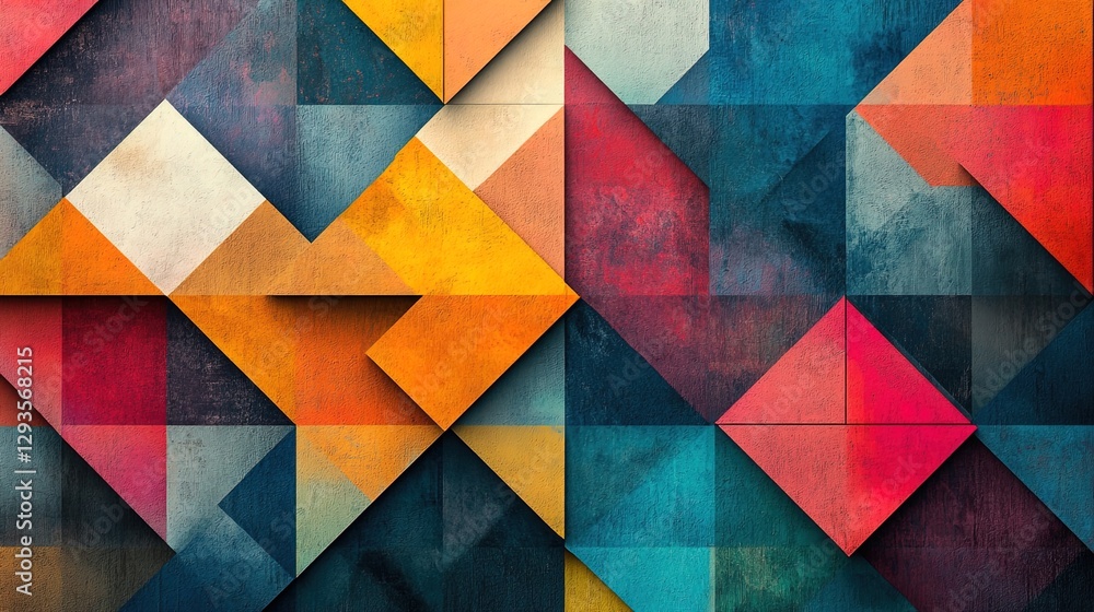 Aufkleber abstract mosaic pattern with bright and muted colors in a mix of squares and triangles