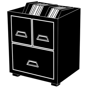 recommend clip art:  Office storage cabinet with files  silhouette vector illustration 
