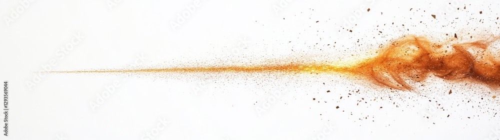 Poster dynamic burst of orange powder with sparkling particles in motion
