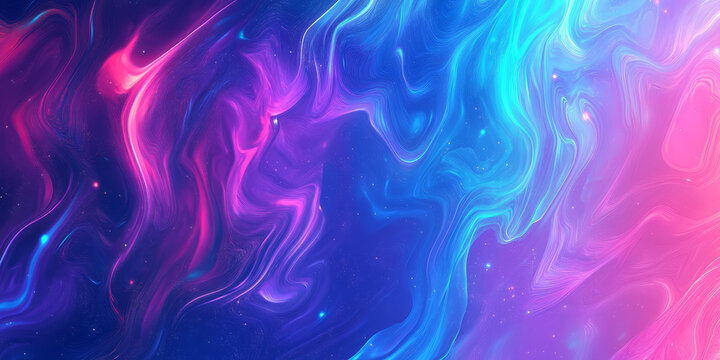 A visually stunning abstract background with a vibrant explosion of radiant neon hues, dynamically blending into a soft gradient of electric blues and purples. The high-tech, futuristic design creates