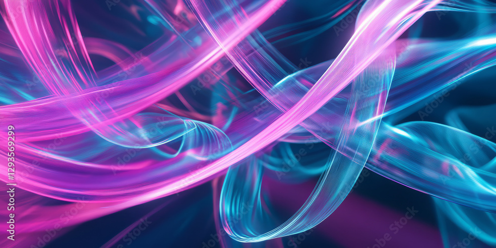 Aufkleber a surreal abstract background with infinite, softly glowing neon ribbons dynamically weaving through