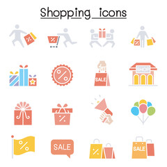 Shopping, Black Friday, Cyber Monday icon set in thin line style