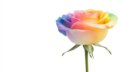 Colorful Rainbow Rose Petal Art on White Background for Decoration