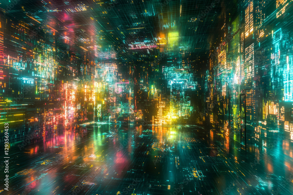 Poster a futuristic ai-powered supercomputer, surrounded by glowing holographic energy fields, intricate cy