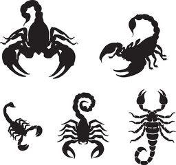 Scorpion Silhouettes Vector Set - Dangerous Arachnid Design Elements