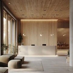 The welcoming reception area is a modern design concept