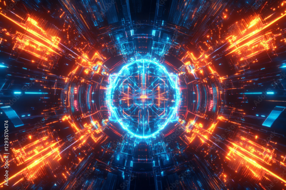 Poster a futuristic digital brain, composed of glowing ai-driven neural connections, holographic data strea
