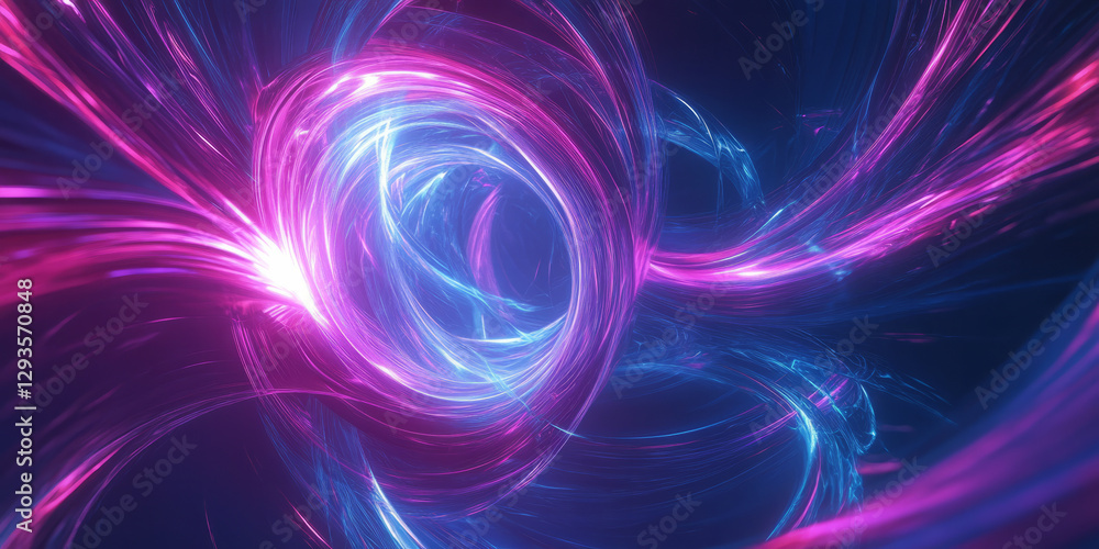 Canvas Prints a surreal abstract background with infinite, softly glowing neon ribbons dynamically weaving through