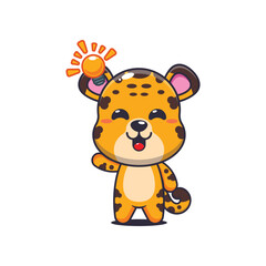 Leopard cartoon vector illustration get an idea