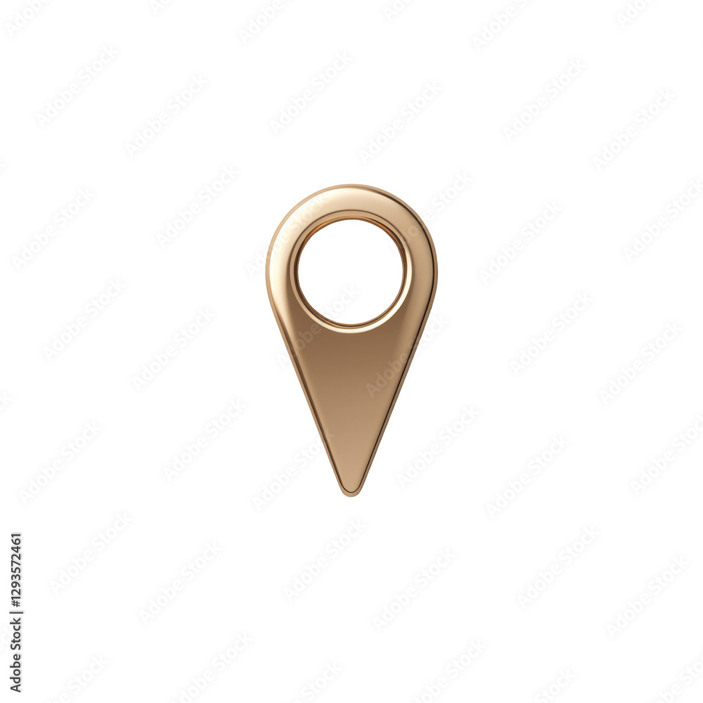 Aufkleber golden pin icon design featuring round top with sharp point at bottom for map location marker