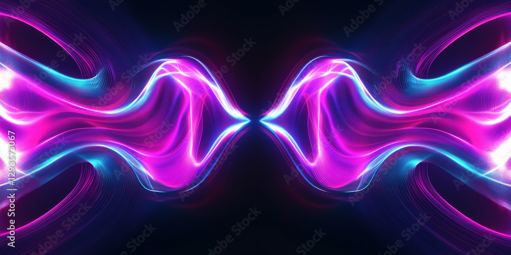 Aufkleber a sleek and dynamic abstract background featuring luminous, shifting neon energy waves forming an in
