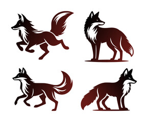 vector set silhouette of fox (artwork 1)