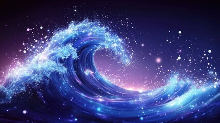 Obraz premium Abstract cosmic wave, vibrant colors, ethereal light, digital art. Possible use background, poster