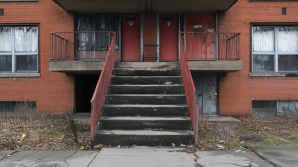 Broken railings, endless nostalgia, deserted storefronts, dimly lit apartments, missing signs, and distant, haunting voices.