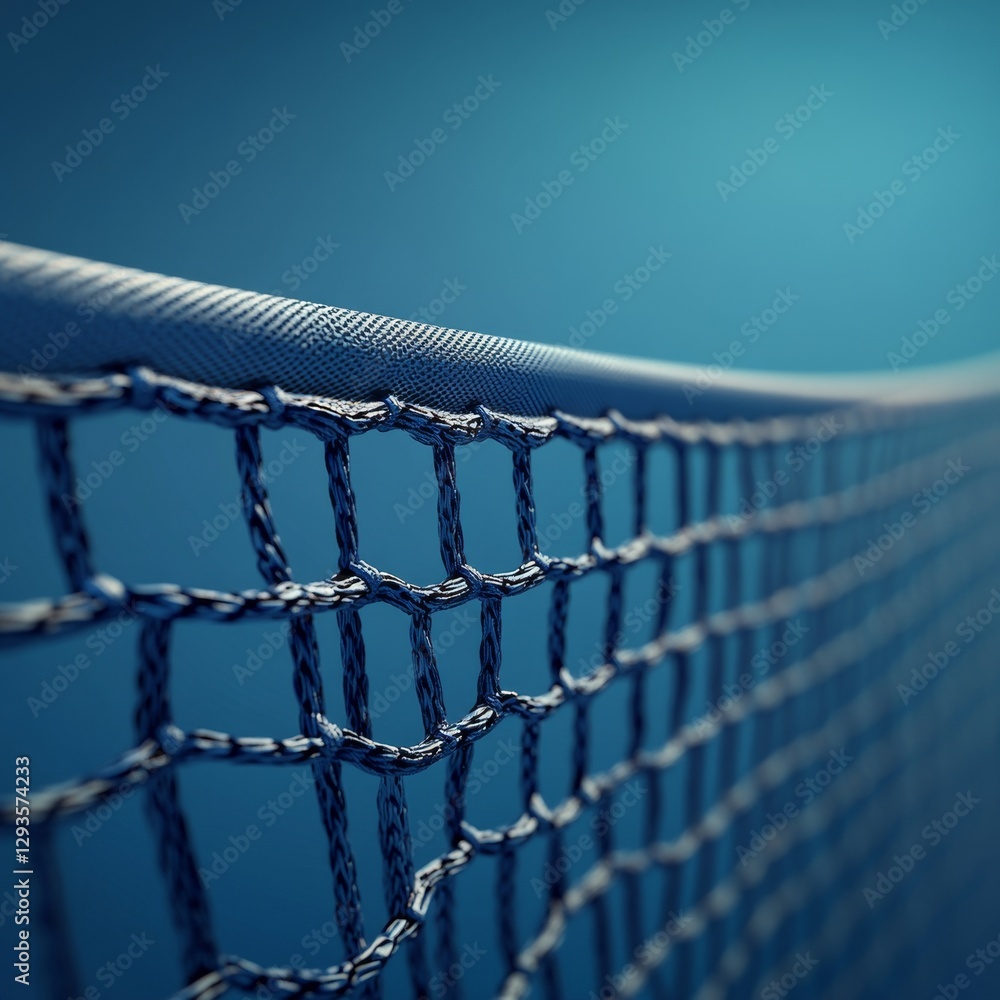 Poster 3D Rendered Floating Tennis Net with Soft Blue Background