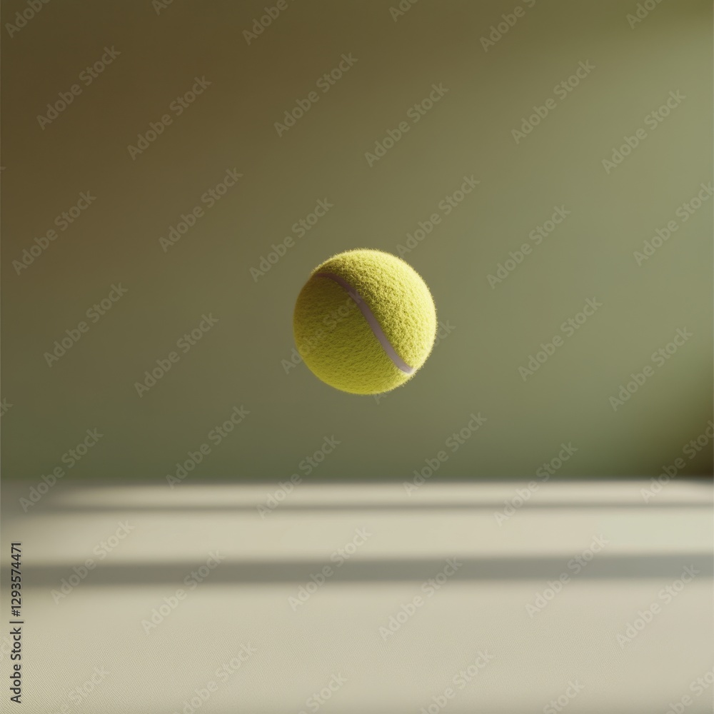 Poster smooth 3d render of single tennis ball bouncing in soft light