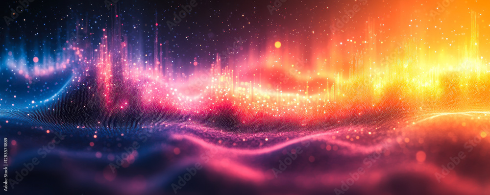 Fototapete Dynamic Spectrum of Vibrant Data Visualizations in Motion with Abstract Waves and Colorful Light Patterns Depicting Advanced Analytics Concepts