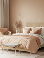 Bedroom interior featuring a bed and neutral colored furnishings