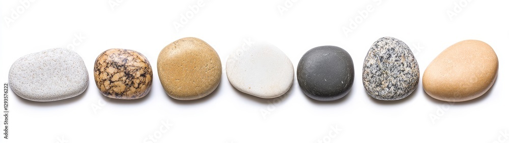 Aufkleber smooth pebbles in various textures and colors on a white background