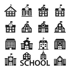 School icon, School icon set