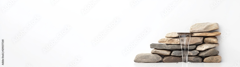Aufkleber tranquil stone waterfall with smooth pebbles in minimalist setting