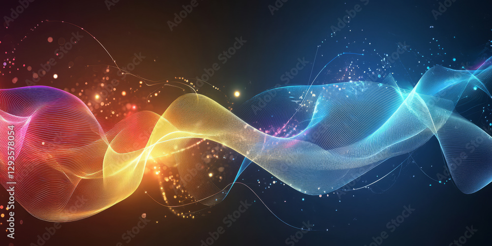 Aufkleber a futuristic abstract background with flowing, radiant waves of neon energy seamlessly blending into