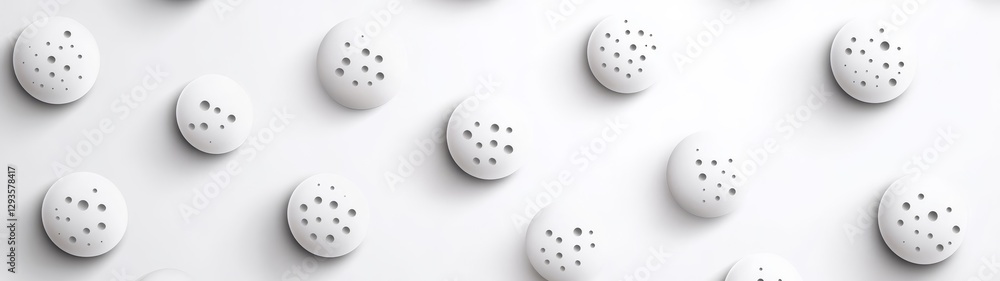 Poster abstract composition of white circular objects on a bright surface