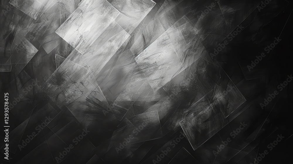 Poster abstract background with overlapping gray squares.
