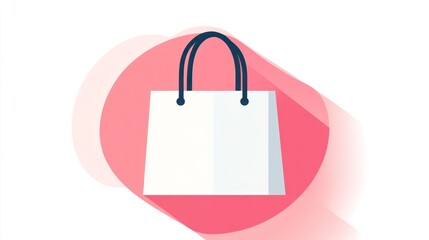 White paper shopping bag icon ,illustration with a white background. A simple design with no shadows or reflections