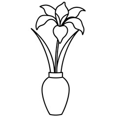 Single blooming iris in a vase