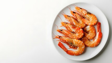 Cooked Shrimp Arranged on a White Plate