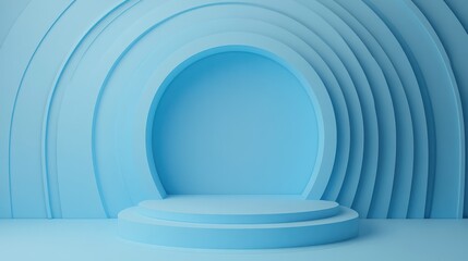 Obraz premium Light Blue Geometric Podium Display Stage Background