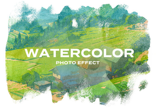 Watercolor Painting Paint Drawing Art Photo Effect Paper Texture Template Mockup Overlay Style
