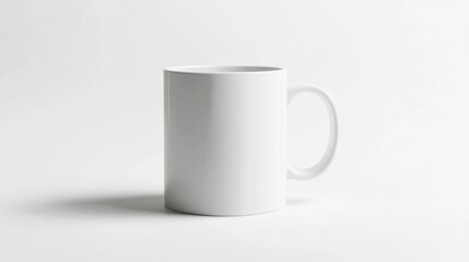 Fototapeta premium Simple white mug mockup, high-resolution, isolated on a solid white background