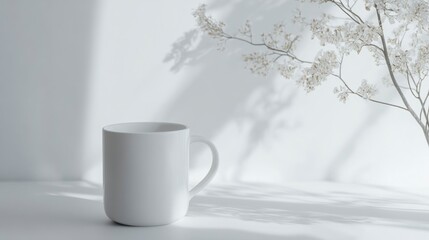 Simple white mug mockup, high-resolution, isolated on a solid white background