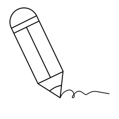 Wooden pencil and eraser drawing a line. Hand drawn vector illustration. 