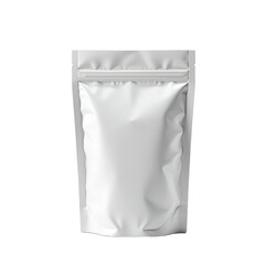 A white, glossy, rectangular pouch with a zipper closure on the top. The pouch appears to be made of a reflective material and is standing upright against a plain background.