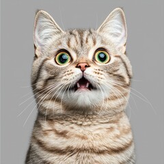 Surprised cat with wide eyes and an astonished expression captured in a moment of genuine feline shock