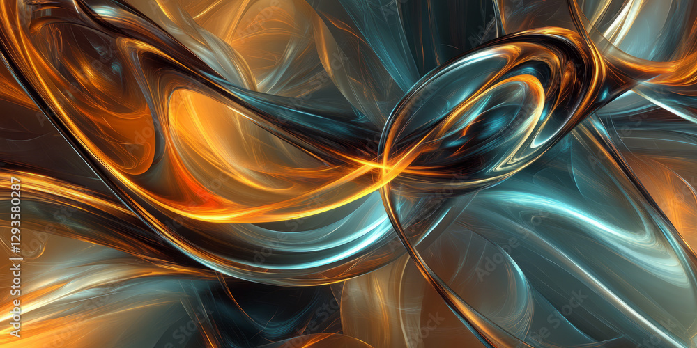 Poster a sleek and dynamic abstract background with luminous, spiraling neon currents, softly blending into