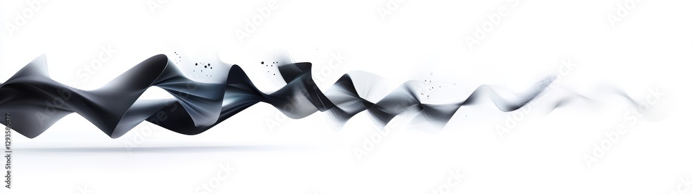 Poster abstract black and white wave pattern with smooth flowing motion