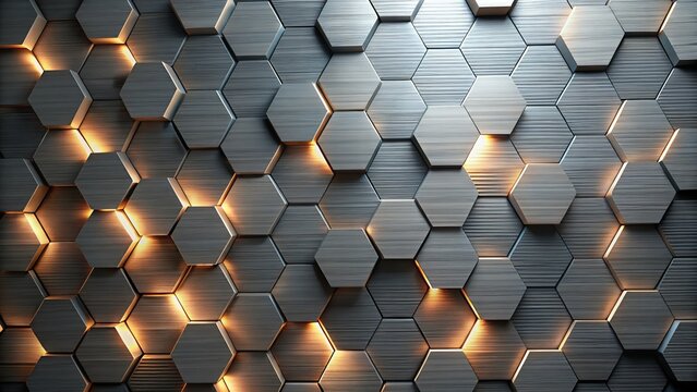 Metallic Hexagonal Pattern with Soft Lighting on Textured Surface