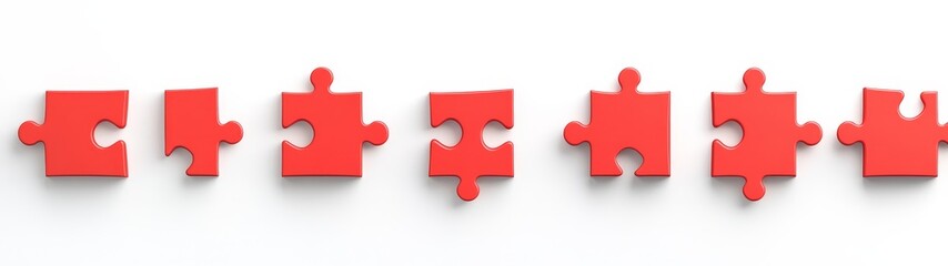 Obraz premium Red Puzzle Pieces on White Background for Creative Concepts
