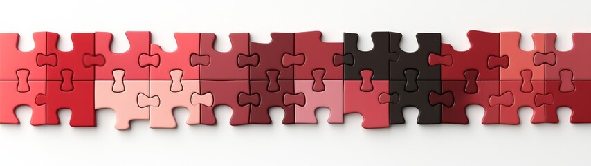 Obraz premium Colorful Red Puzzle Pieces Arrangement on a Clean Surface